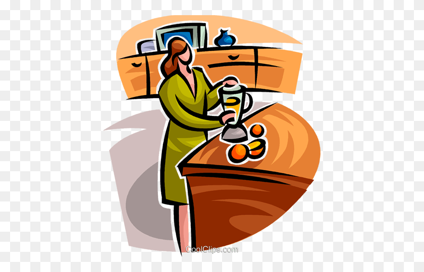 431x480 Woman Pouring A Glass Of Juice Royalty Free Vector Clip Art - Glass Of Juice Clipart