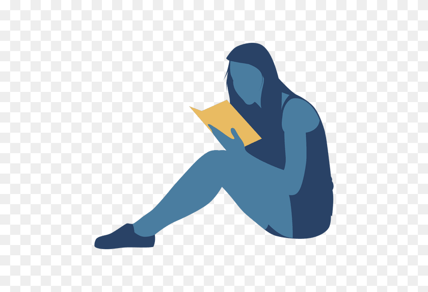512x512 Woman Reading Book Floor Silhouette - Book Transparent PNG