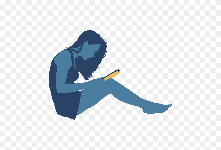 512x512 Woman Reading Book Wall Silhouette - Book Silhouette PNG