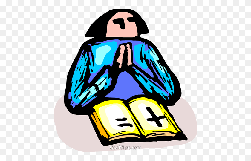 480x479 Woman Reading The Bible And Praying Royalty Free Vector Clip Art - Reading The Bible Clipart