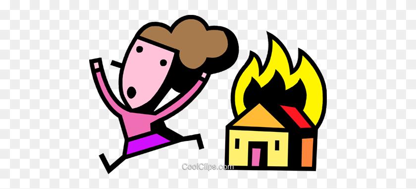 480x321 Woman Running From House On Fire Royalty Free Vector Clip Art - Woman Running Clipart