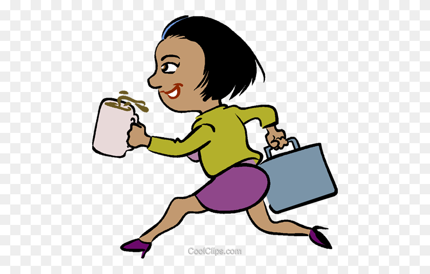 480x476 Woman Running Late For Meeting Royalty Free Vector Clip Art - Running Clipart Free