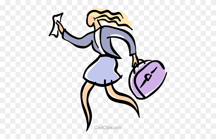 461x480 Woman Running With Luggage Royalty Free Vector Clip Art - Woman Running Clipart