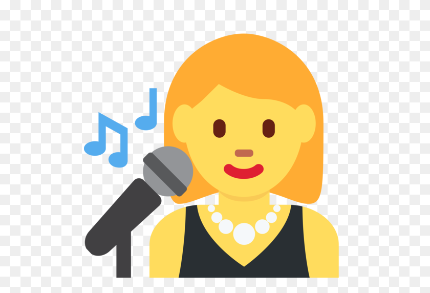 512x512 Женщина-Певица Emoji - Девушка Поет Клипарт