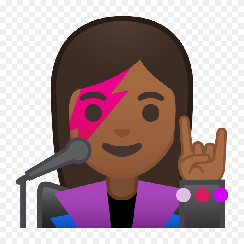1024x1024 Woman Singer Medium Dark Skin Tone Icon Noto Emoji People - Singer PNG