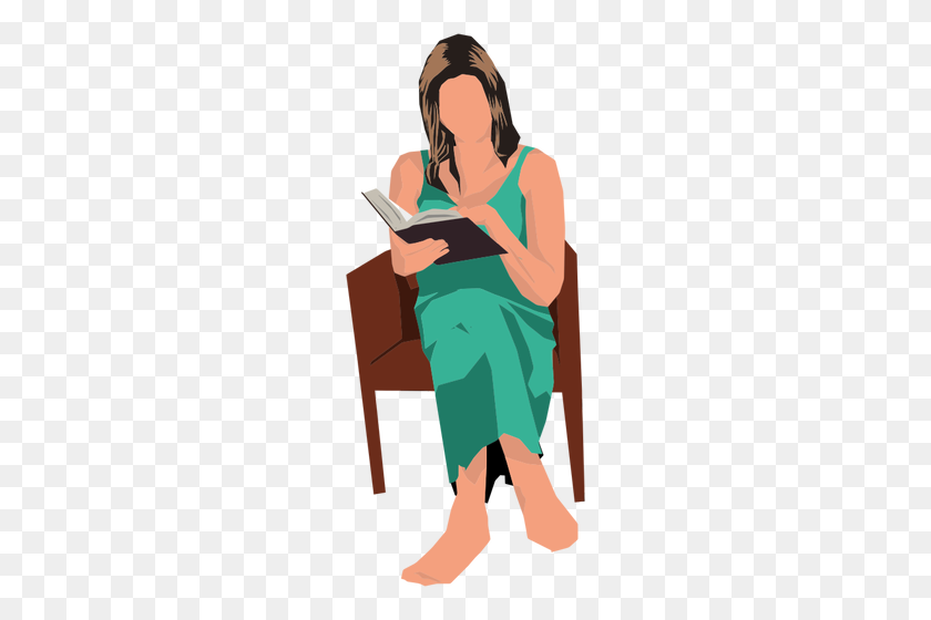 216x500 Woman Sitting In Chair And Reading - Sitting In A Chair Clipart