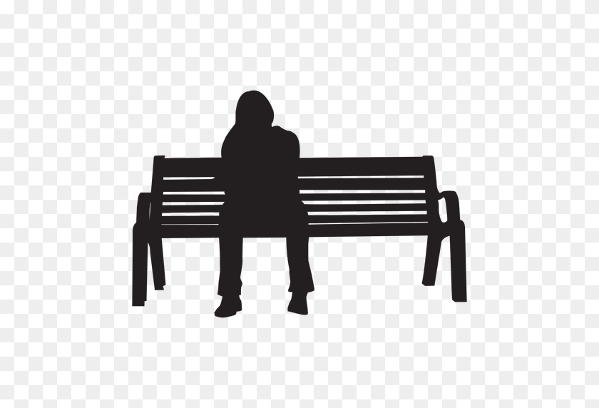 512x512 Woman Sitting On Bench Silhouette - Bench PNG