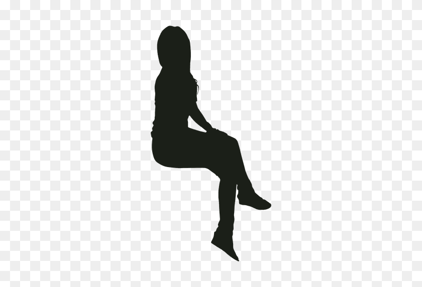 512x512 Woman Sitting Silhouette Side View - Sitting PNG