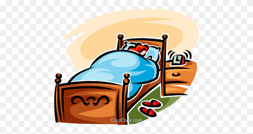 480x384 Mujer Durmiendo En Una Cama Royalty Free Vector Clipart Illustration - Kid Sleeping Clipart
