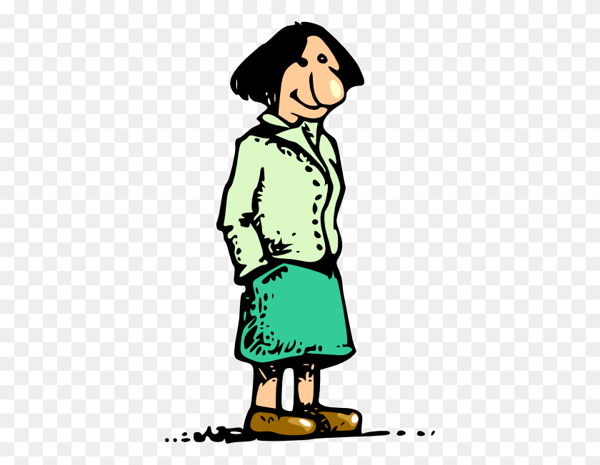 378x592 Mujer De Pie Sonriendo Clipart De Dibujos Animados - Persona De Pie Clipart