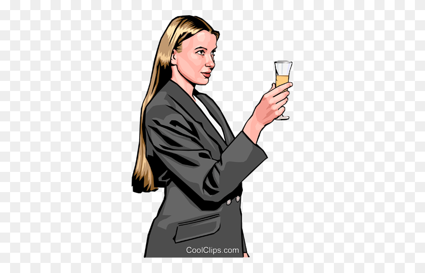 319x480 Женщина Поджаривания С Шампанским Клипарт Клипарт - Тосты С Шампанским