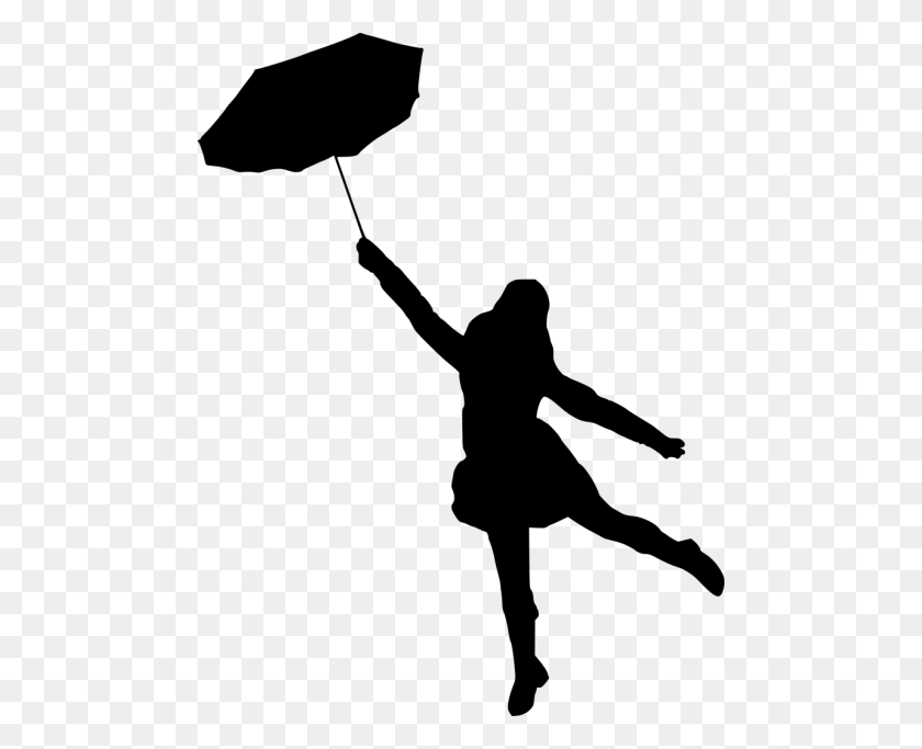 480x623 Woman Umbrella Silhouette Png - Girl With Umbrella Clipart