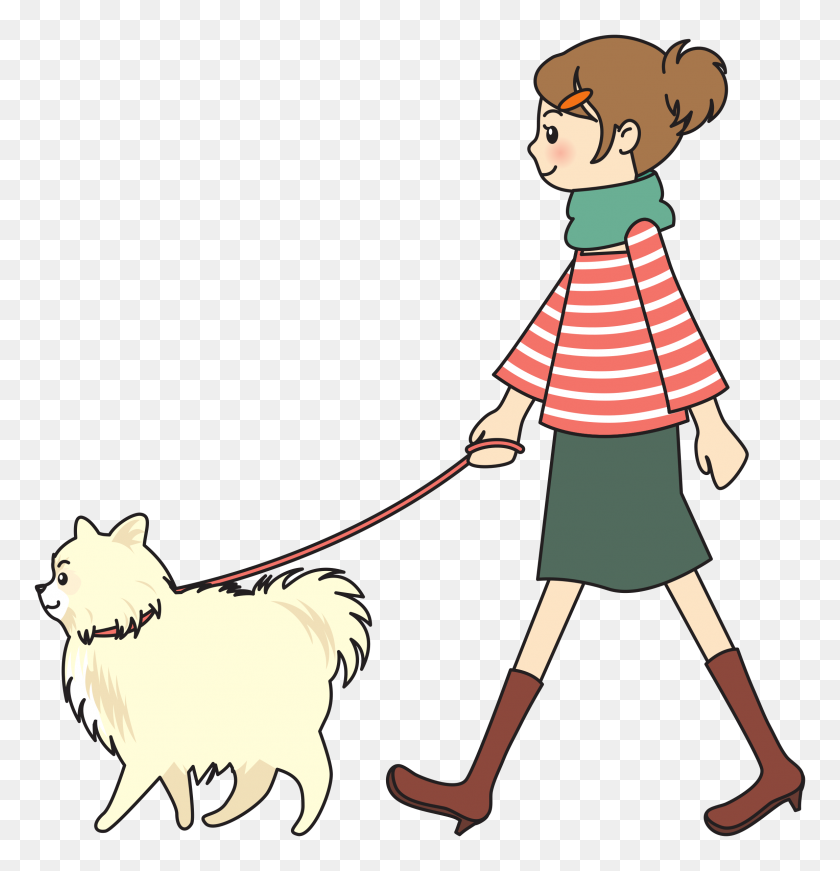 2307x2400 Mujer Caminando Con Un Perro Png - Perro Png