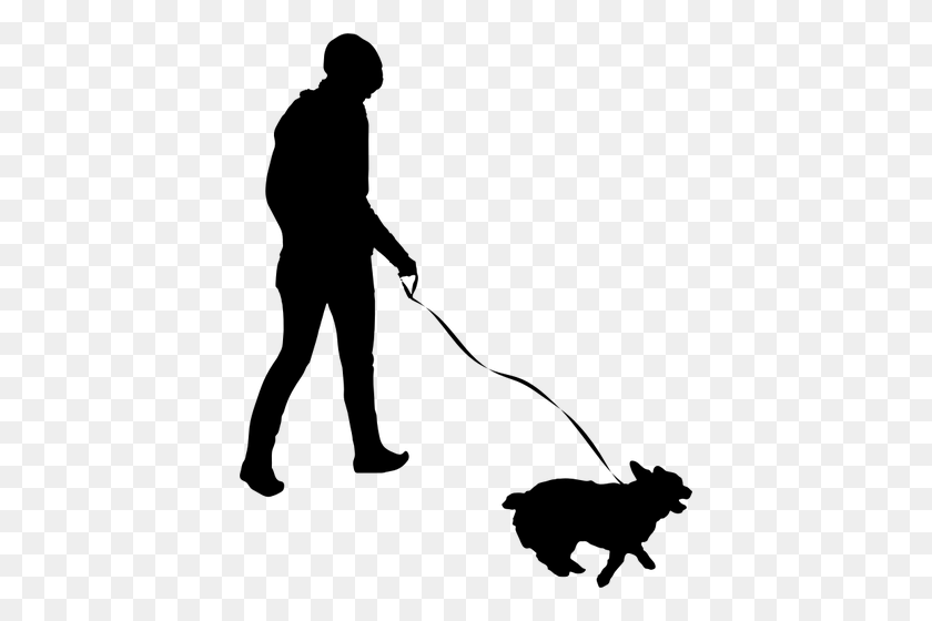 408x500 Woman Walking Dog Silhouette - People Walking Silhouette PNG