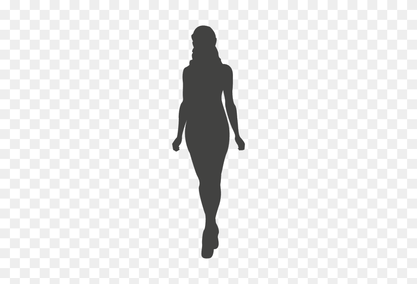 512x512 Woman Walking Front Silhouette - PNG Silhouette