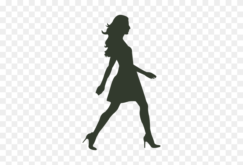 512x512 Mujer Caminando Pose De Silueta Vestido - Modelo De Silueta Png