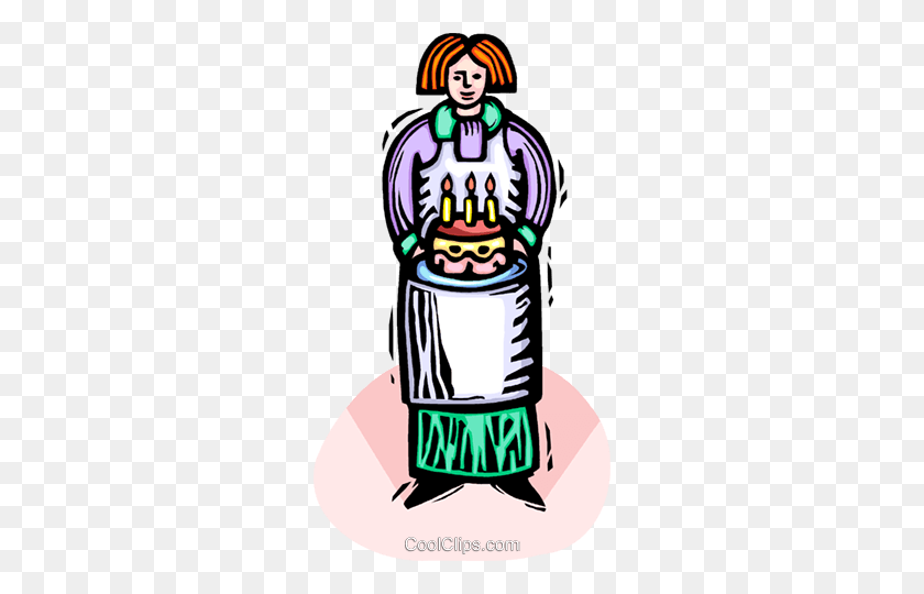 270x480 Woman With A Birthday Cake Royalty Free Vector Clip Art - Birthday Celebration Clipart