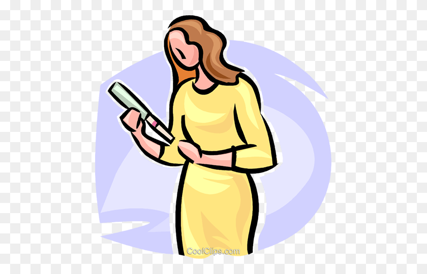 465x480 Woman With A Home Pregnancy Test Royalty Free Vector Clip Art - Pregnancy Test Clipart