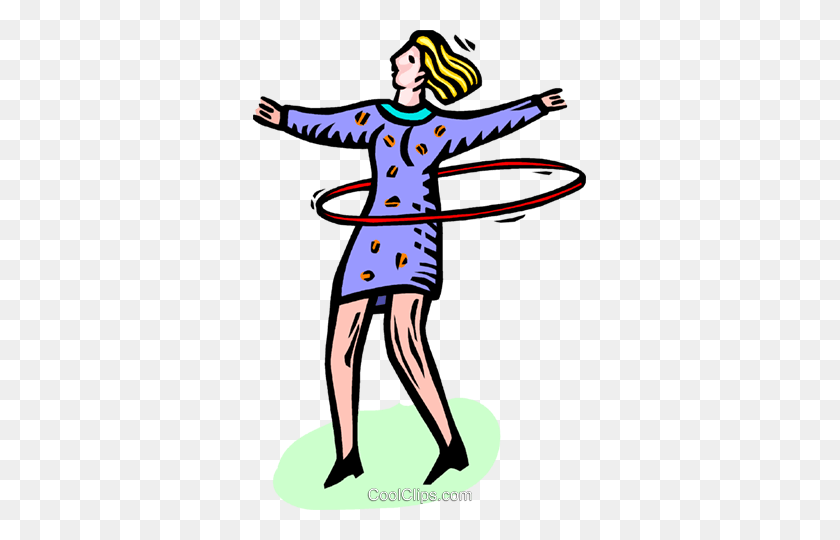 333x480 Woman With A Hula Hoop Royalty Free Vector Clip Art Illustration - Hula Clipart