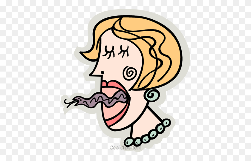434x480 Woman With A Snake For A Tongue Royalty Free Vector Clip Art - Snake Tongue Clipart