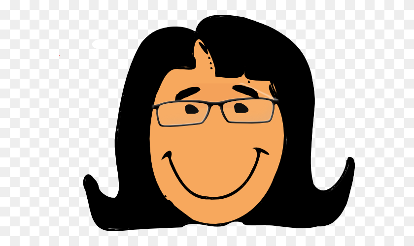 600x440 Woman With Glasses Black Hair Clip Art - Girl With Brown Hair Clipart