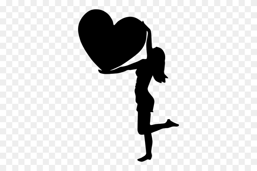 330x500 Woman With Heart - Heart Silhouette Clip Art