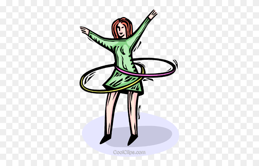 323x480 Woman With Two Hula Hoops Royalty Free Vector Clip Art - Hula Clipart