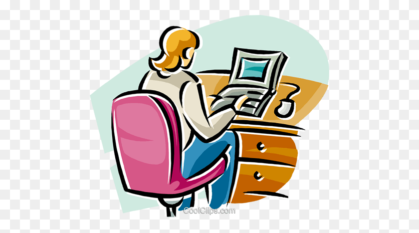 480x407 Woman Working - Notebook Clipart