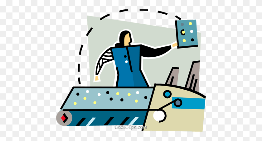 480x393 Woman Working In A Factory Royalty Free Vector Clip Art - Factory Clipart
