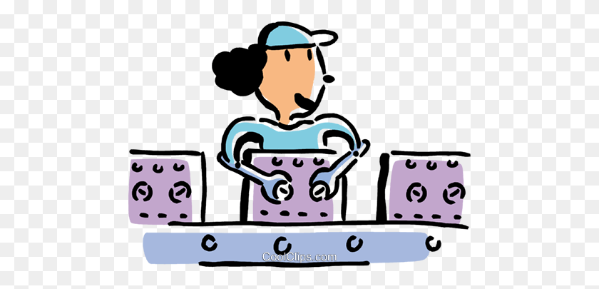 480x345 Woman Working On An Assembly Line Royalty Free Vector Clip Art - Assembly Clipart