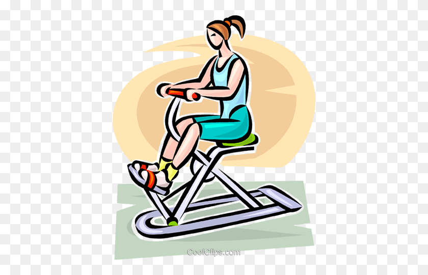 398x480 Woman Working On An Exercise Machine Royalty Free Vector Clip Art - Free Exercise Clipart
