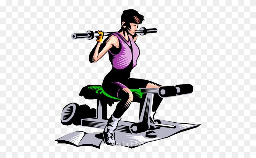 480x459 Woman Working Out Royalty Free Vector Clip Art Illustration - Gym Equipment Clipart