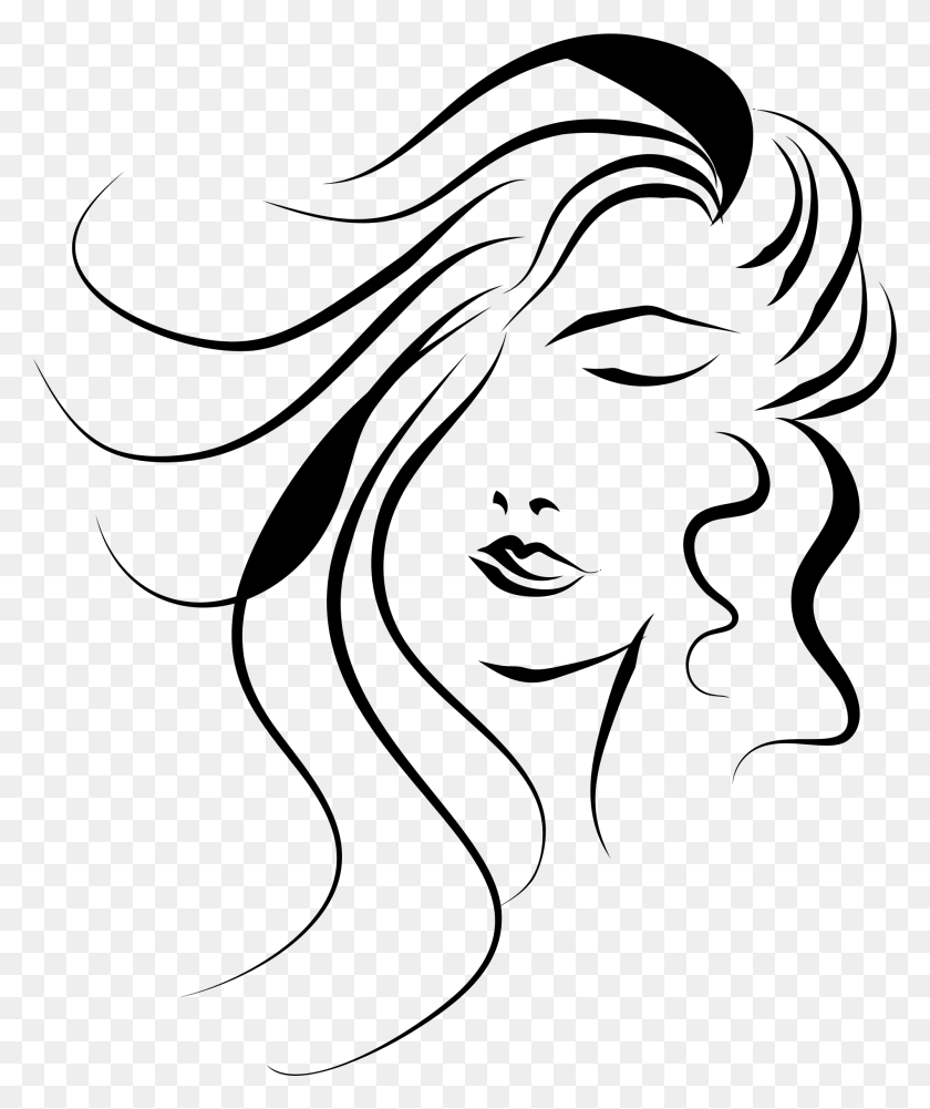 1901x2294 Woman's Face Line Art Icons Png - Face PNG