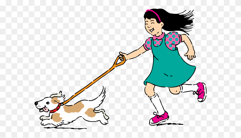 600x421 Clipart De Mujeres Paseando A Un Perro - Walking In Line Clipart