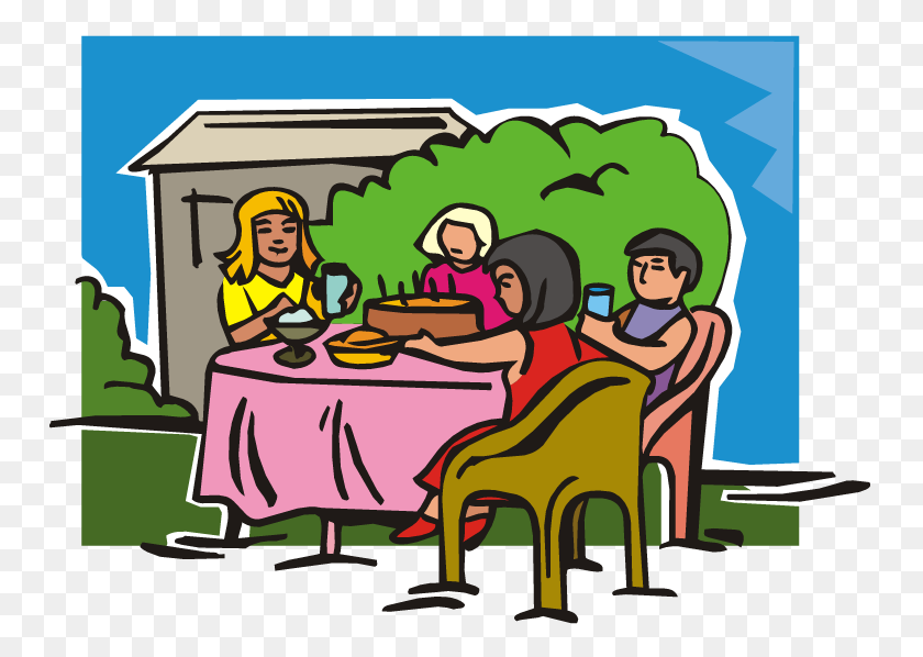 750x538 Women Dining Clipart - Kitchen Table Clipart