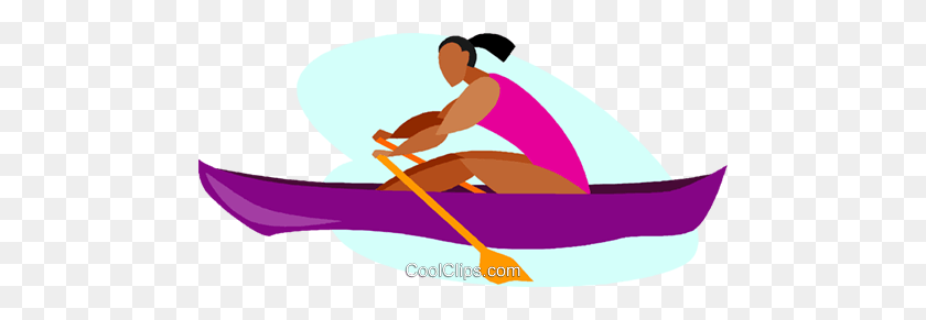 480x231 Women In Rowing Race Royalty Free Vector Clip Art Illustration - Rowing Clipart