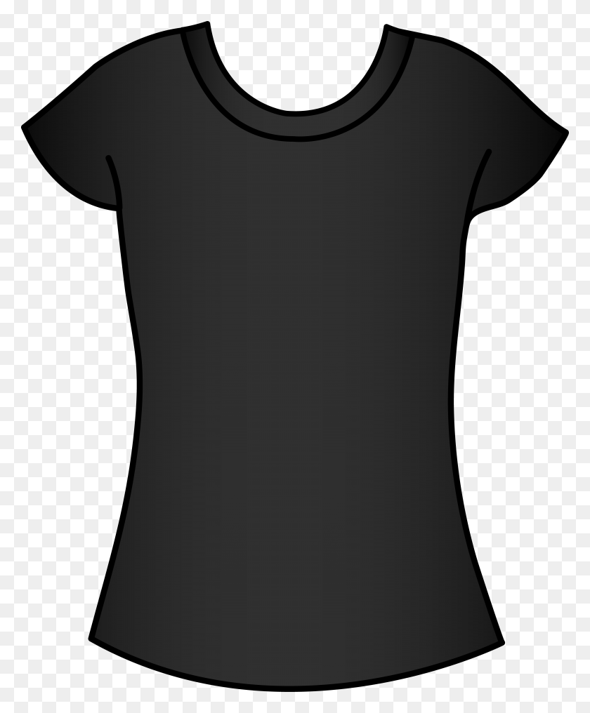 5785x7096 Женская Черная Футболка Картинки - Рубашка Черно-Белый Клипарт