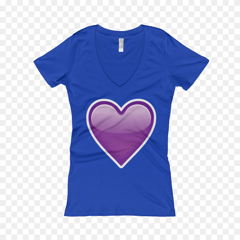 1000x1000 Women's Emoji V Neck - Purple Heart Emoji PNG