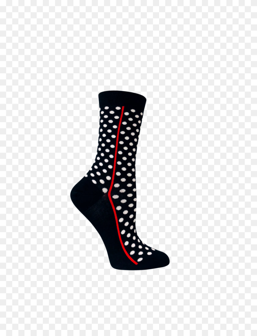 900x1200 Women's Organic Cotton Crew Socks Red Line Navy With White Polka Dots - White Polka Dots PNG