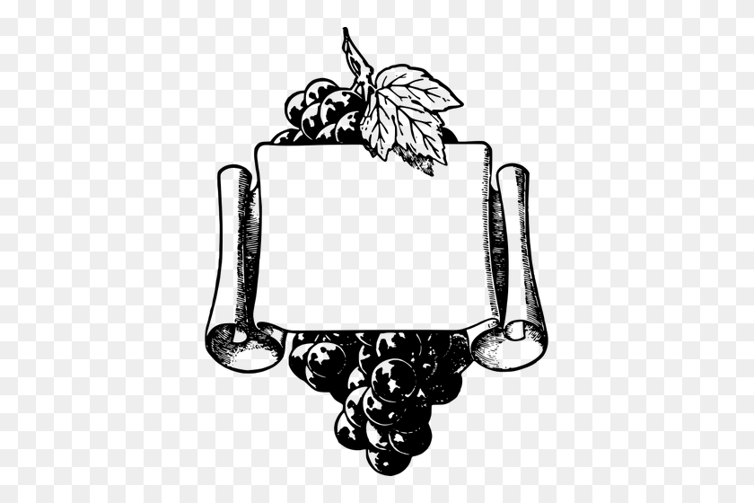 383x500 Wonderful Grapes Frame - Grapes Black And White Clipart