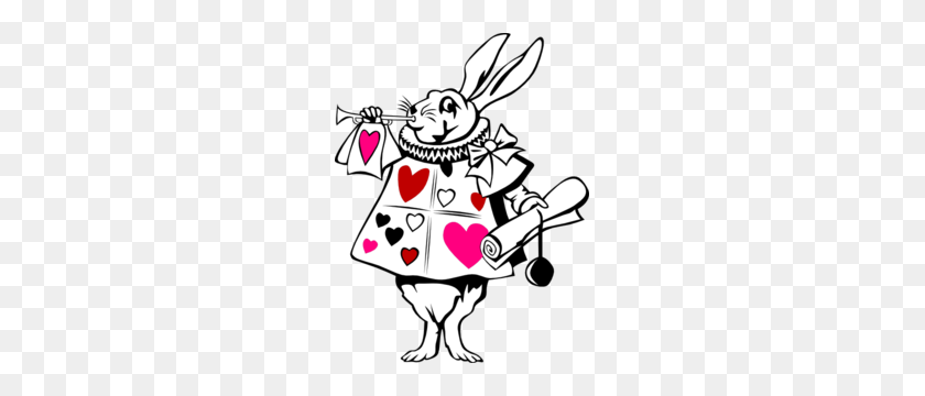 231x300 Страна Чудес Кролик Розовый И Красный Картинки - Пасхальный Кролик Клипарт Черно-Белый