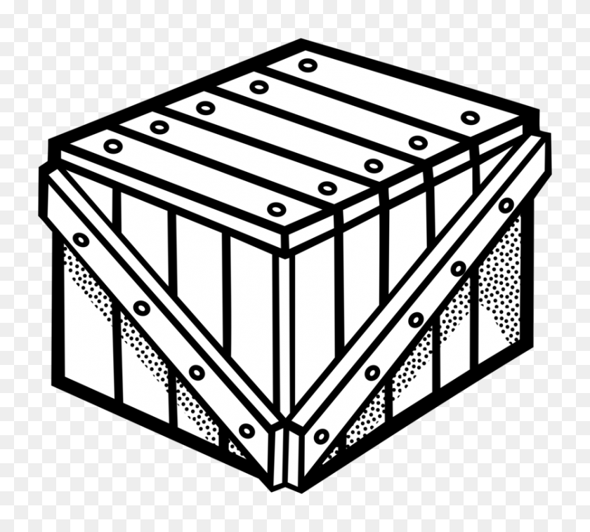 838x750 Wooden Box Crate Drawing Line Art - Wood Clipart Black And White