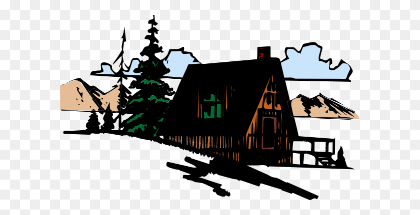 600x371 Wooden Cabin In The Mountains Clip Art - Cabin Clipart