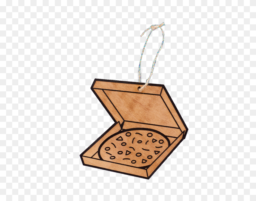 600x600 Wooden Christmas Ornament - Pizza Box PNG
