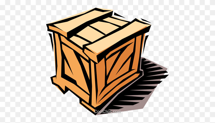 480x423 Wooden Crate Royalty Free Vector Clip Art Illustration - Crate Clipart