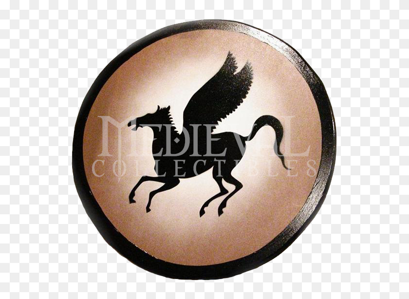 554x554 Wooden Greek Pegasus Horse Shield - Spartan Shield PNG