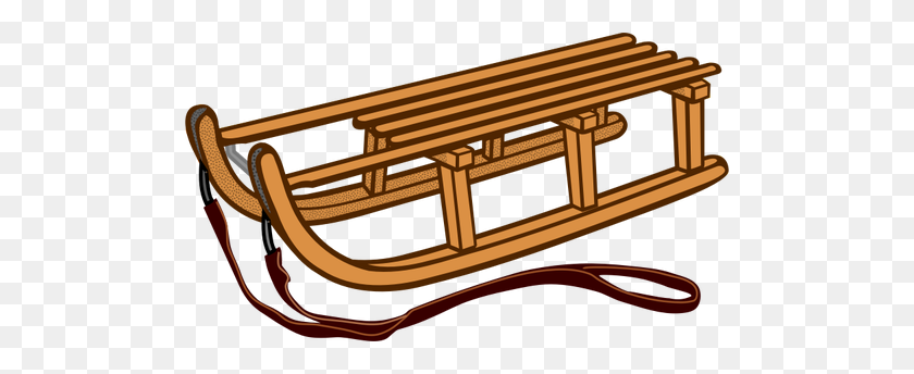 500x284 Wooden Sled Line Art Vector Drawing - Bobsled Clipart