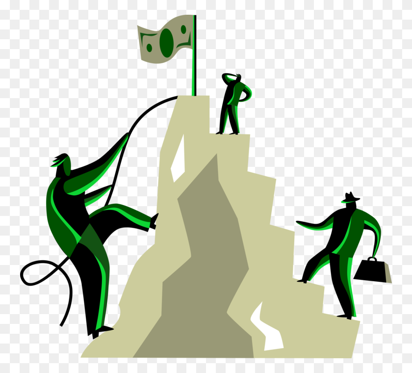 758x700 Workers Climb Mountain - Mountain Vector PNG