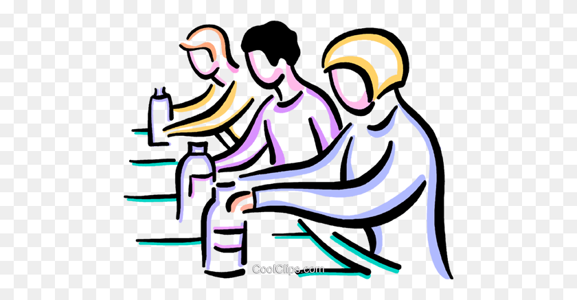 480x377 Workers On Assembly Line Royalty Free Vector Clip Art Illustration - Productivity Clipart