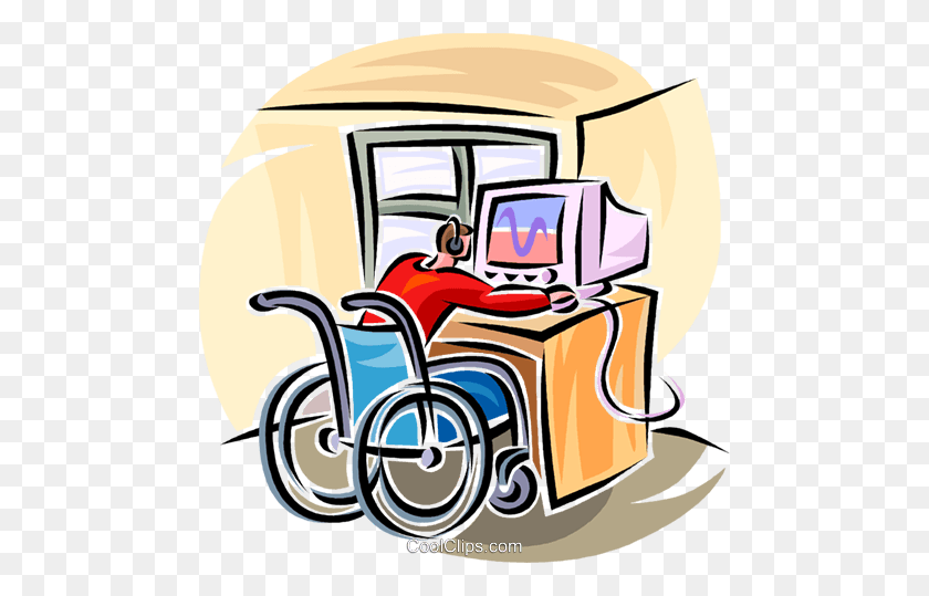 480x479 Working On A Computer Royalty Free Vector Clip Art Illustration - People Working Clipart